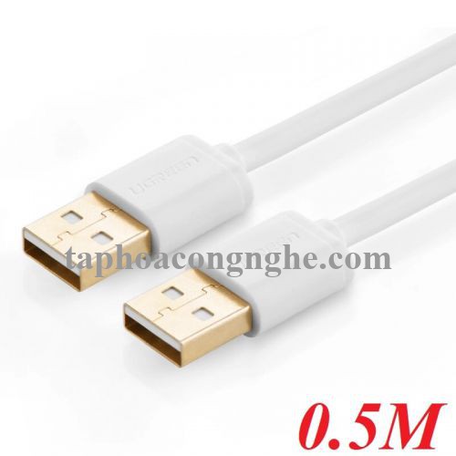 Ugreen 30131 0.5M màu Trắng Cáp 2 đầu USB 2.0 vỏ nhựa PVC US102 30030131